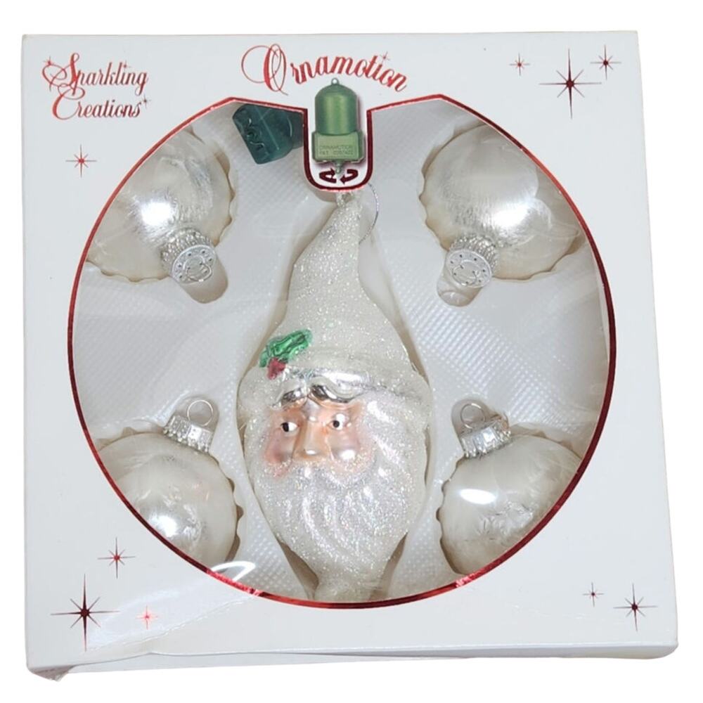 Vintage Sparkling Creations RARE! Ornamotion Santa Christmas ornaments